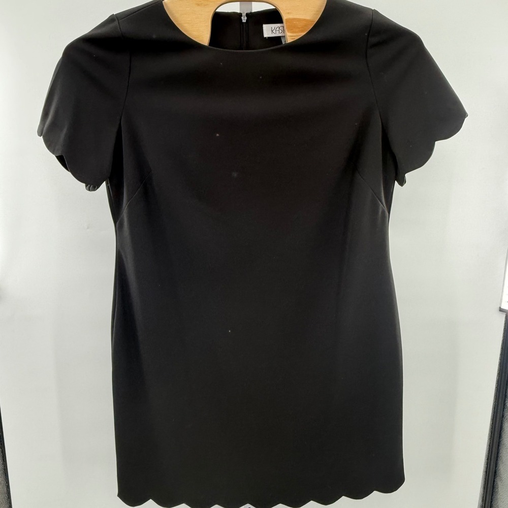 Kasper Black Scalloped Hem Sheath Dress Career Interview Cocktail 14W